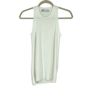 Zara White Knit Sleeveless Top Medium